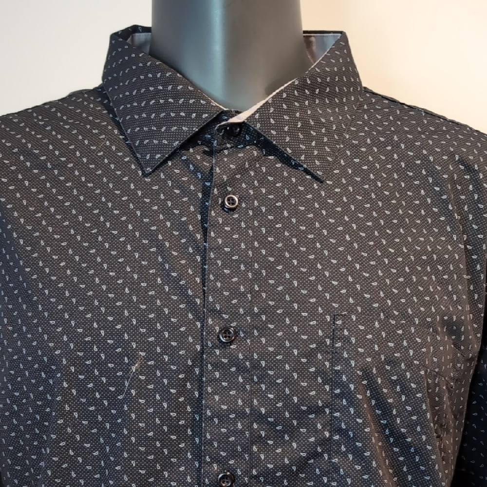 Soul Of London Black Pattern Dress Shirt Classic Fit Polka Dot